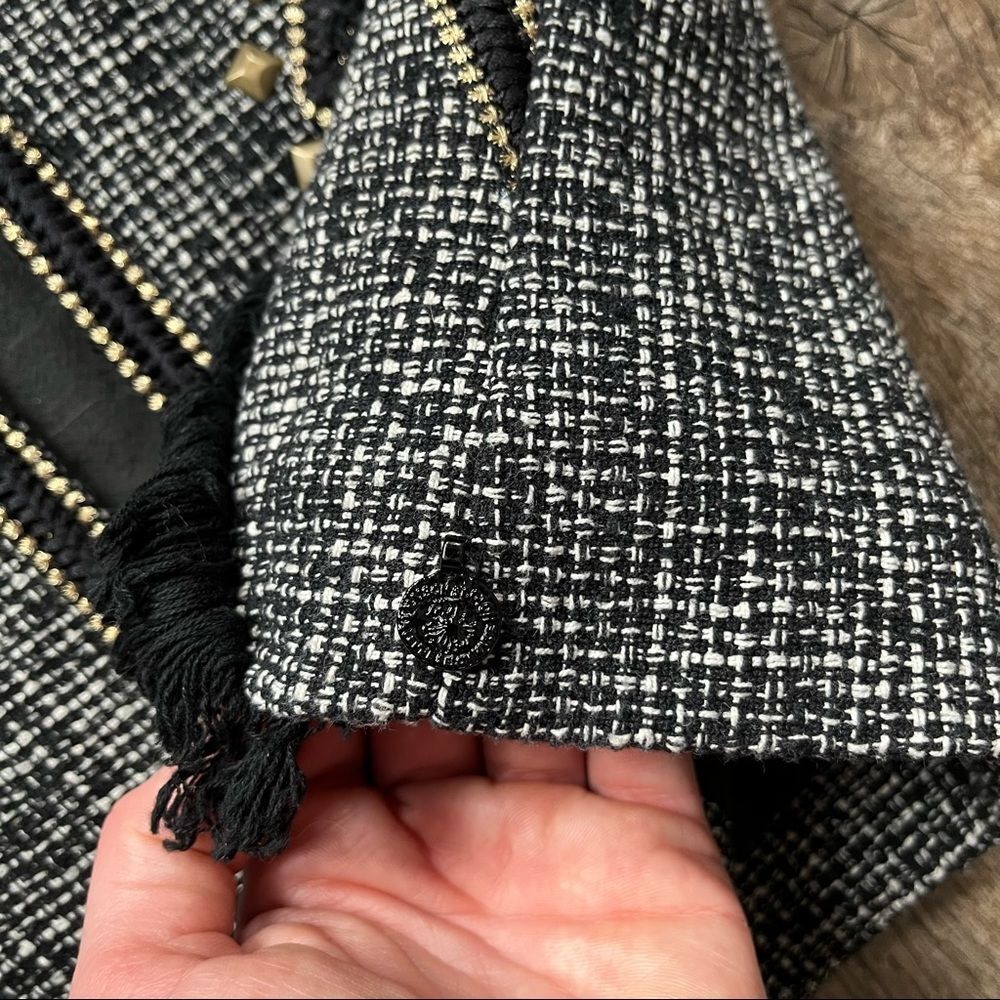 Maison Scotch Studded Frayed Bohemian Tweed Blazer - small - Picture 10 of 14